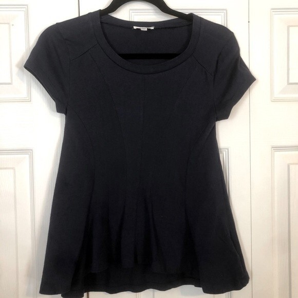 SILENCE & NOISE Urban Outfitters X-Small Navy Blue A-Line Fit & Flair Top Shirt - Picture 1 of 5